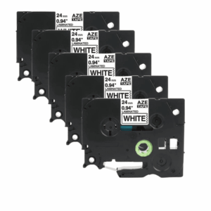 5 stk. Brother TZe251 Tape sort tekst på hvid  24mm x 8m  Uoriginal - INKpartner ApS