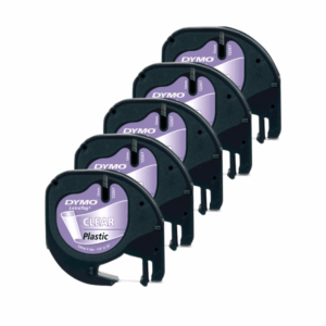 5 stk. Dymo 12267 sort på klar plastiktape 12 mm  S0721530 - Kompatibel - INKpartner ApS