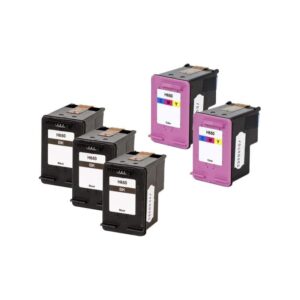 Rabatpakke - HP 650XL 3 x sort 2 x farve. Kompatibel 650XL 4.500 sider - HP - Kompatibel