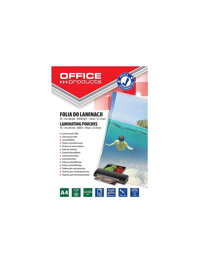 87330-30141-folia_do_laminowania_office_product_a4_2x125mi-800w Lamineringslommer A4 125mic 100 stk - Kvalitetslommer til effektiv dokumentbeskyttelse - NoNamece Products