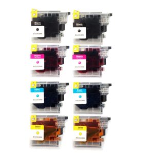 Rabatpakke - Brother LC985 2 x 4 farver BK-C-M-Y. Kompatibel LC985 98ml - Brother