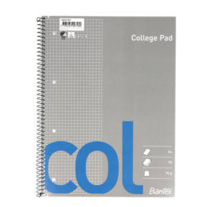 Kollegieblok A4 kvadreret - Col 10 stk, 70 ark, 70g - Bantex