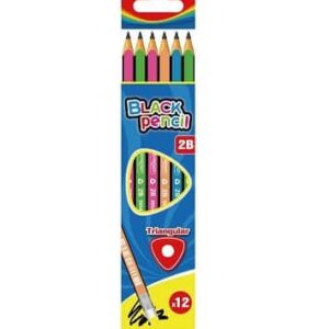 Blyant 2B sort med viskelæder - 12 stk - KEYROAD