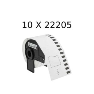 Rabatpakke - 10 stk Brother DK22205 rulle termokopieringspapir Kompatibel 6.2cm x 30.5m - Brother - Kompatibel