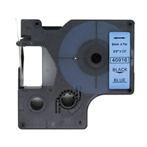 Dymo 40916 D1 sort på blå tape - Kompatibel S0720710 - 9mm x 7m - Dymo - Kompatibel