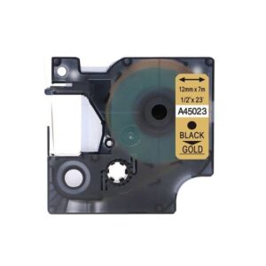 Dymo 45023 D1 guld på sort tape - Kompatibel 12mm x 7m - Dymo - Kompatibel