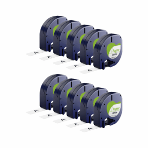 Rabatpakke - 10 stk Dymo 91200 | 91220 sort på hvid tape Kompatibel 12 mm x 4 m - Dymo - Kompatibel