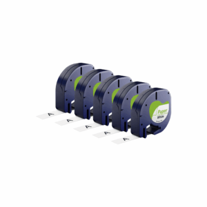 Rabatpakke - 5 stk Dymo 91200 | 91220 sort på hvid tape Kompatibel 12 mm x 4 m - Dymo - Kompatibel