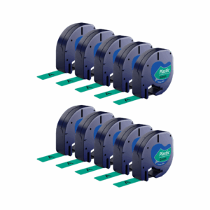 Rabatpakke - 10 stk Dymo 91204 | 91224 sort på grøn tape Kompatibel 12 mm x 4 m - Dymo - Kompatibel