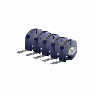 Rabatpakke - 5 stk Dymo 91208 | 91228 sort på sølvmetallic tape Kompatibel 12 mm x 4 m - Dymo - Kompatibel