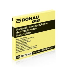 Notesblok 76x76mm - Alternativ til Post-it, Gul, 12 stk. med 100 ark pr. blok - Donau