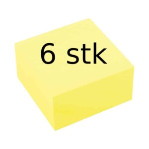 Notesblok - Alternativ til Post-it, 6 stk., Gul, 400 sider pr. blok, 76x76mm - NoNameCE PRODUCTS