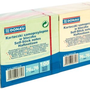 Notesblok alternativ til Post-it - 12 stk, 100 sider hver, 4 pastelfarver 76x76mm - Donau