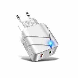 Oplader 28W Fast Charger med 2x USB-port til iPhone og Android - Devia