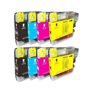 Rabatpakke - Brother LC1100 2 x 4 farver BK-C-M-Y. Kompatibel LC1100 130ml - Brother