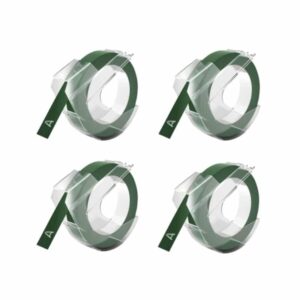 Rabatpakke - 4 stk Dymo 3D hvid på grøn tape Kompatibel 9 mm x 3 m - Dymo - Kompatibel