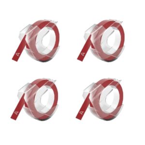 Rabatpakke - 4 stk Dymo 3D hvid på rød tape Kompatibel 9 mm x 3 m - Dymo - Kompatibel