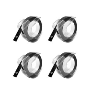 Rabatpakke - 4 stk Dymo 3D hvid på sort tape Kompatibel 9 mm x 3 m - Dymo - Kompatibel