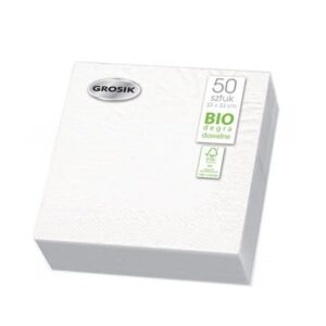 Servietter - Biologisk Nedbrydelige 1-lags FSC-certificerede Hvide, 50 stk - GROSIK