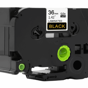 Brother Tze-364 Tape Guld tekst på sort tape  36mm x 8m  Uoriginal - INKpartner ApS