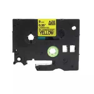 Brother TZe-C21 Tape Sort tekst på neon-gul tape  9mm x 8m  Uoriginal - INKpartner ApS