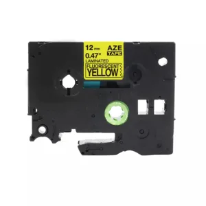 Brother TZe-C31 Tape Sort tekst på neon-gul tape  12mm x 8m  Uoriginal - INKpartner ApS