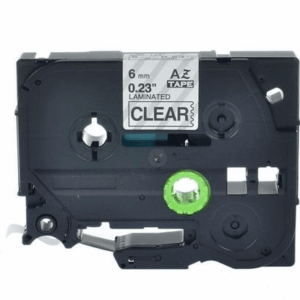 Brother TZe111 Tape sort tekst på gennemsigtig tape  6mm x 8m  Uoriginal - INKpartner ApS