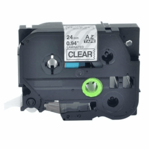 Brother TZe151 Tape sort tekst på gennemsigtig tape  24mm x 8m  Uoriginal - INKpartner ApS