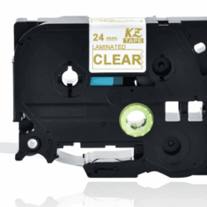 Brother TZe154 Tape Guld tekst på gennemsigtig tape  24mm x 8m  Uoriginal - INKpartner ApS