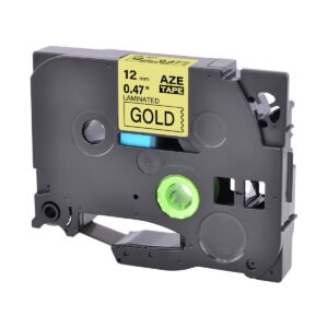 Brother Tze831 Tape sort tekst på guld tape  12mm x 8m  Uoriginal - INKpartner ApS