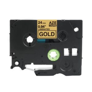 Brother Tze851 Tape sort tekst på guld tape  24mm x 8m  Uoriginal - INKpartner ApS