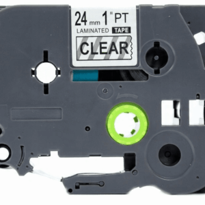 Brother TZeFX151 Tape sort tekst på klar tape Fleksibel  24mm x 8m  Uoriginal - INKpartner ApS