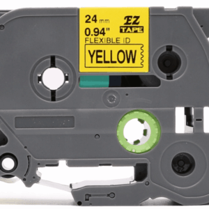 Brother TZeFX651 Tape sort tekst på gul tape Fleksibel  24mm x 8m  Uoriginal - INKpartner ApS