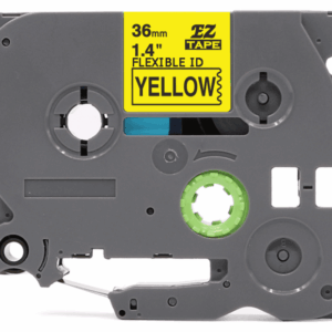 Brother TZeFX661 Tape sort tekst på gul tape Fleksibel  36mm x 8m  Uoriginal - INKpartner ApS