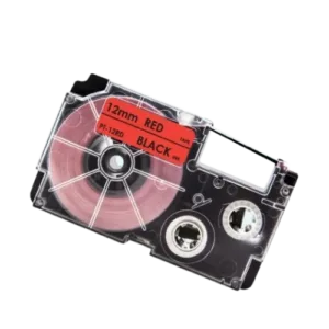 Casio XR-12RD Sort tekst / Rød tape 12 mm x 8 m tape - Kompatibel - INKpartner ApS