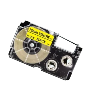 Casio XR-12YW Sort tekst / Gul tape 12 mm x 8 m tape - Kompatibel - INKpartner ApS