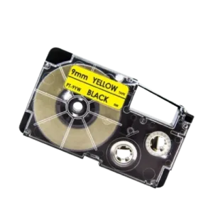 Casio XR-9YW Sort tekst / Gul tape 9 mm x 8 m tape - Kompatibel - INKpartner ApS