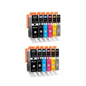 Rabatpakke - Canon PGI-530 / CLI-531 2x PGBK-BK-C-M-Y-GY 12 stk blækpatron kompatibel 6117C001-2 5.560 sider - Canon - kompatibel