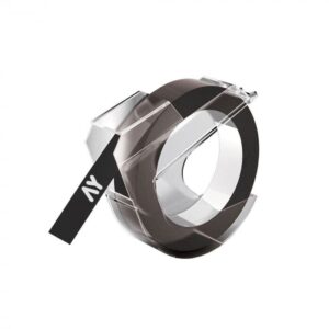 Dymo 3D tape hvid på sort plastiktape  9mm x 3m, S0898130, Kompatibel - INKpartner ApS