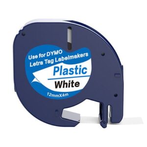 Dymo 91201 / 91221 sort på hvid plastiktape 12 mm  S0721610 - Kompatibel - INKpartner ApS