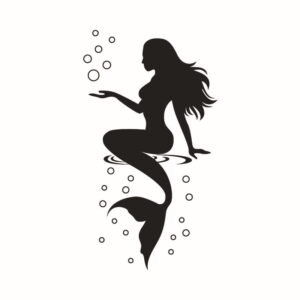 Wallsticker Havfrue  -  Vægklistermærke til Børneværelset, Sort (57 x 30 cm) -