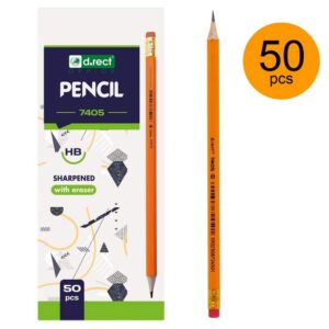 Blyant HB 50 stk med viskelæder - D.rect