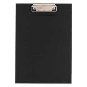 Clipboard A4 sort med forside og klemme - D.rect