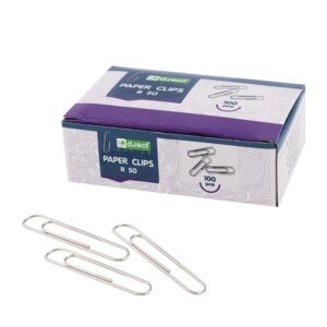 Papirclips 50 mm - 100 stk. sølvfarvede clips - D.rect
