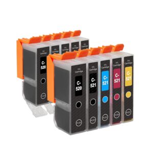 Pakke sæt Canon PGI-520 / CLI-521  5 farver PBK-BK-C-M-Y  alternativ  120 ml - INKpartner ApS