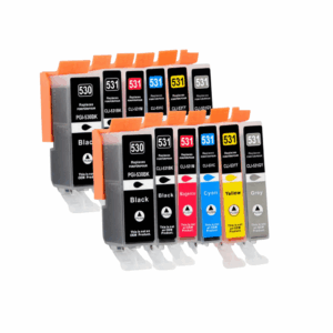 Pakke sæt Canon PGI-530 / CLI-531  2x PGBK-BK-C-M-Y-GY - alternativ  180 ml - INKpartner ApS