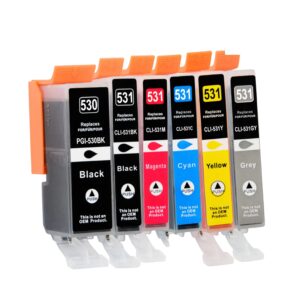 Pakke sæt Canon PGI-530 / CLI-531  PGBK-BK-C-M-Y-GY - alternativ  90 ml - INKpartner ApS