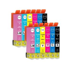 Pakke sæt Epson 24XL 2 x 6 farver BK-C-M-Y-LC-LM alternativ 62 ml - INKpartner ApS