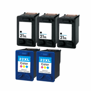 Pakke sæt HP 21XL+22XL - 3x Sort 2x Farvet - 90ml  alternativ - INKpartner ApS