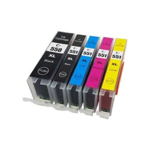 Rabatpakke - Canon PGI-550XL / CLI-551XL 5 farver PBK-BK-C-M-Y Kompatibel PGI-550XL 77 ml - Canon - Kompatibel